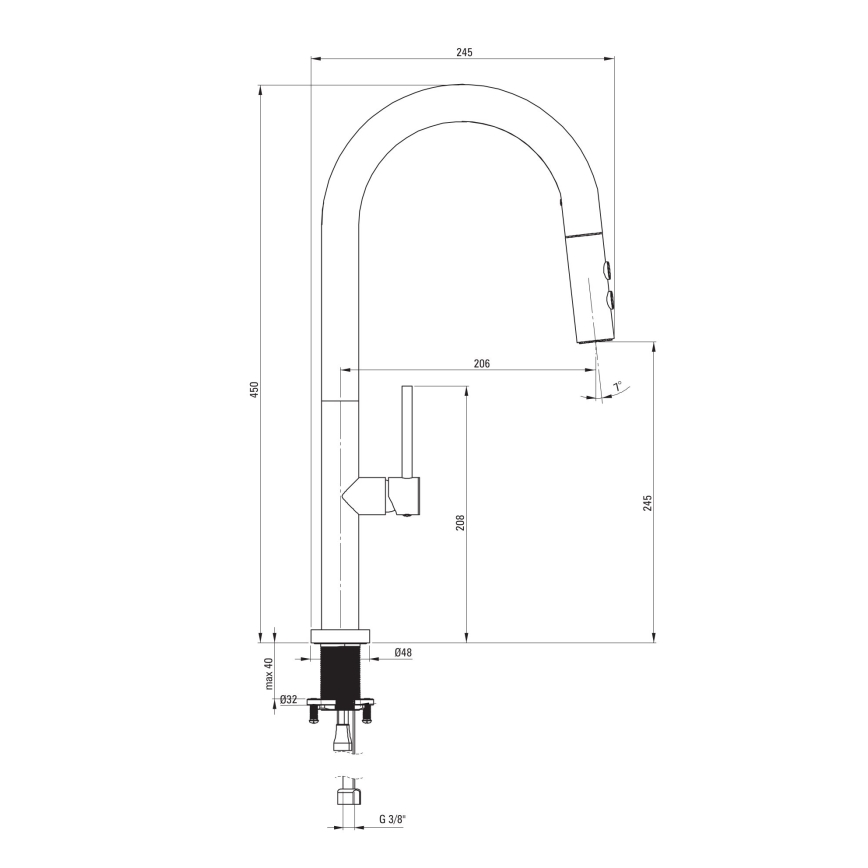 Deante BQO_R72M - Torneira de lavatório com pulverizador extensível OLFATO escovado dourado