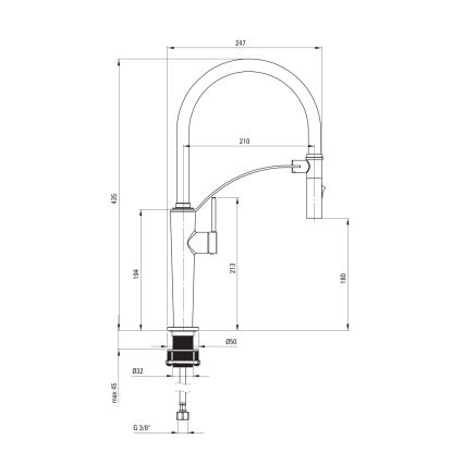 Deante BRC_072M - Torneira para lava-loiça com braço flexível CORDA cromado brilhante