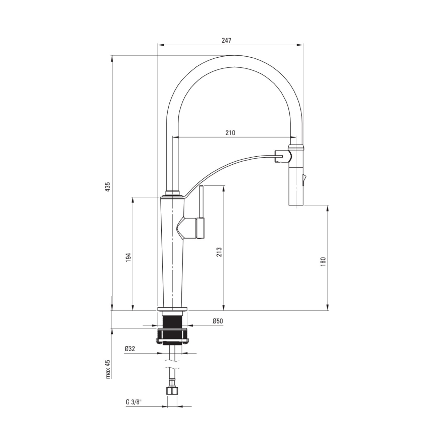 Deante BRC_C72M - Torneira para lava-loiça com braço flexível CORDA escovado bronze