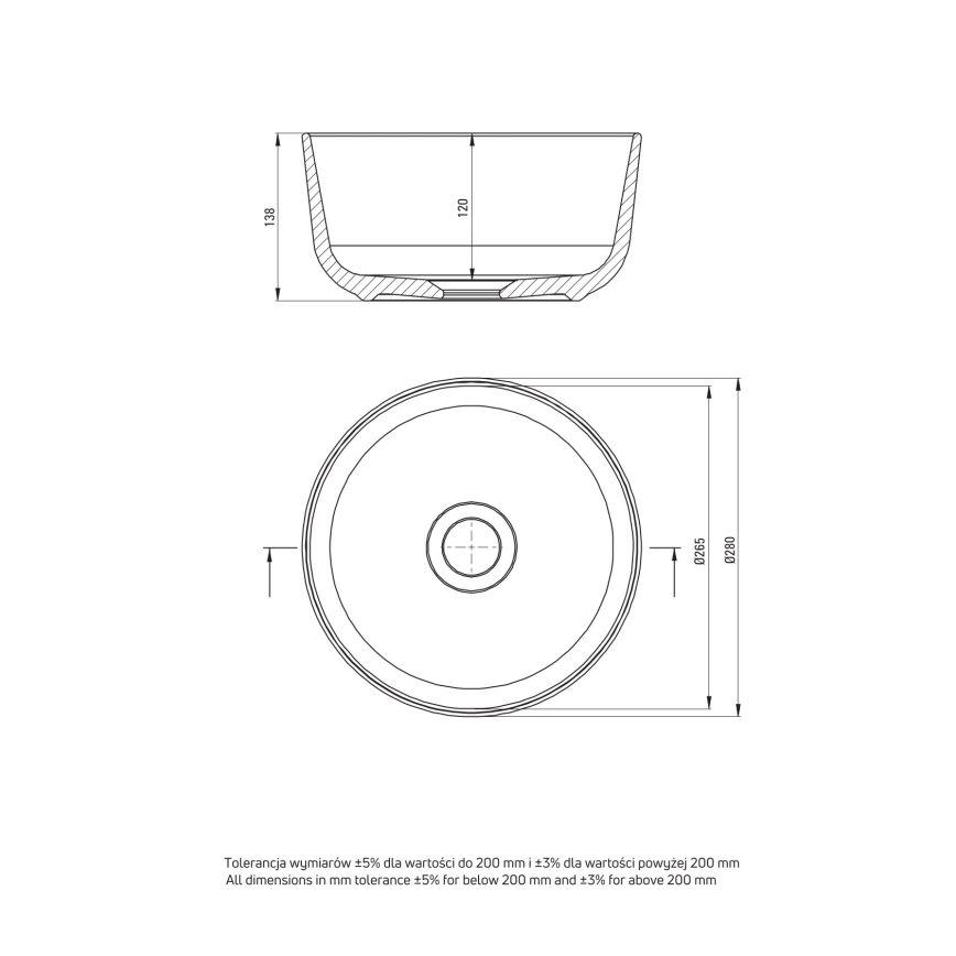 Deante CDJ_6U2S - Lavatório de encastre JASMIN diâmetro 28 cm cerâmica/branco
