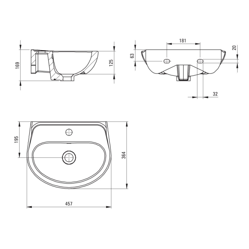 Deante CDJ_6U4W - Lavatório suspenso com orifício para torneira JASMIN 45,7x36,4 cm cerâmica/branco