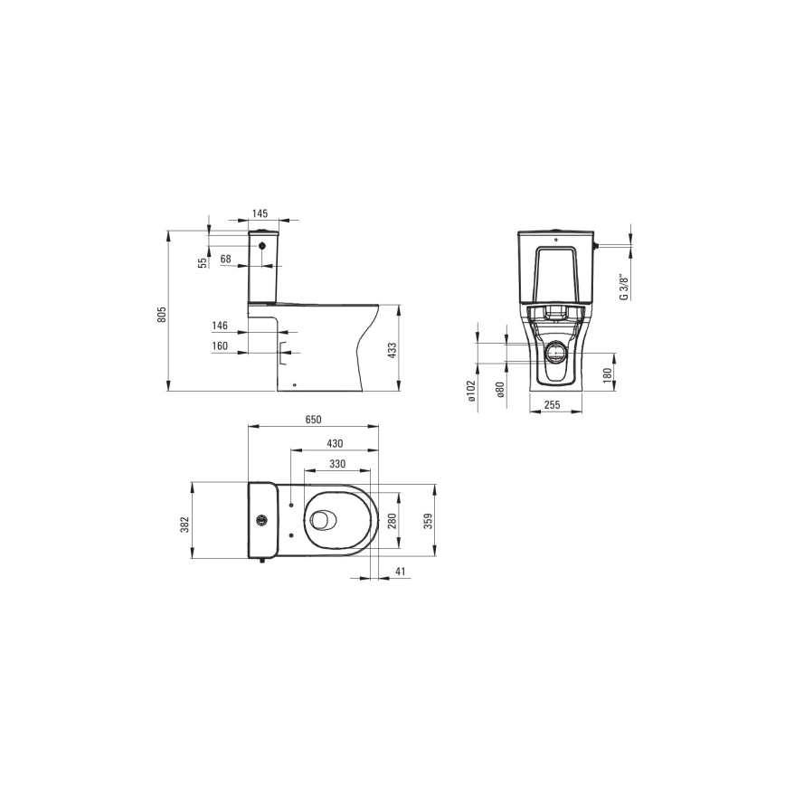 Deante CDJD6RPS - Vaso sanitário de chão JASMIN com assento, em cerâmica branca