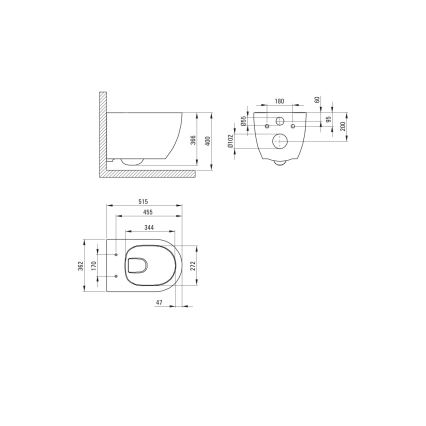 Deante CGRD6ZPW - Sanita suspensa com assento SoftClose redondo, cerâmica/branco