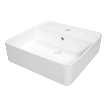 Deante CGS_6U4B - Lavatório de encostar com furo para torneira SQUARE 42x42 cm cerâmica/branco