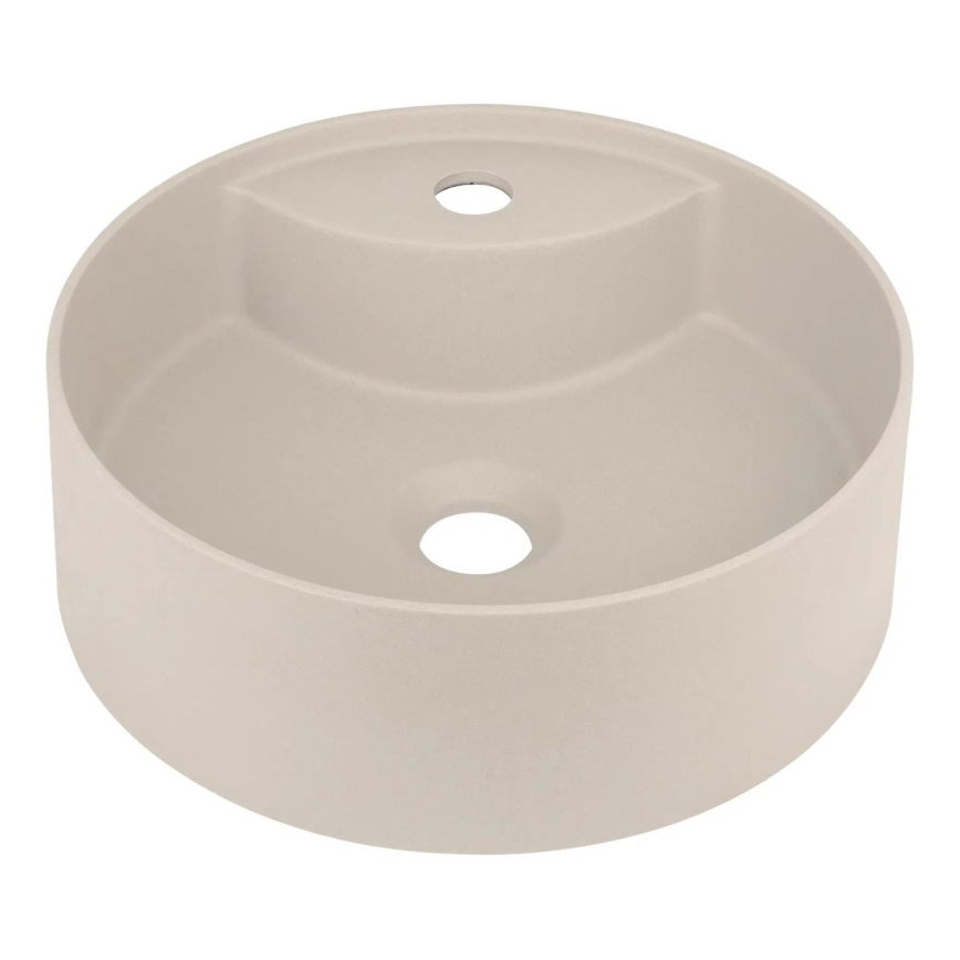Deante CQS_5U4B - Lavatório de bancada com furo para torneira SILIA diâmetro 36 cm granito/bege