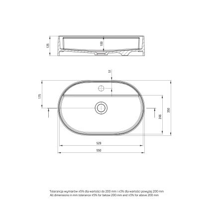 Deante CQS_5U6B - Lavatório de encastre com furo para torneira SILIA 35x55 cm granito/bege