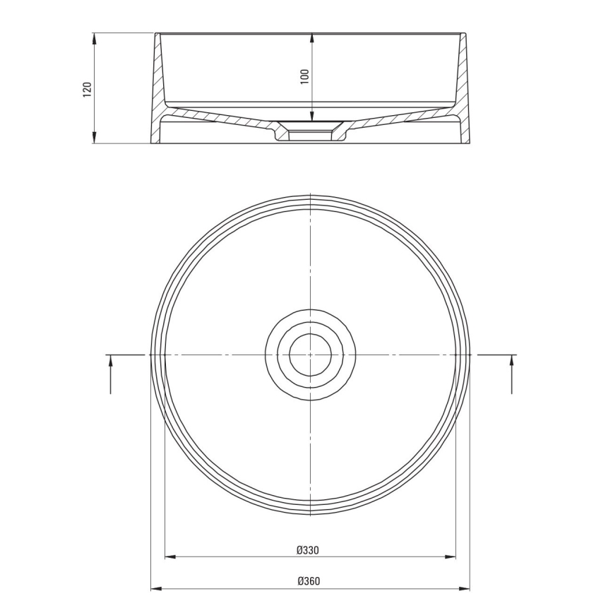 Deante CQS_NU4S - Cuba de apoio SILIA Ø 36 cm granito/preto