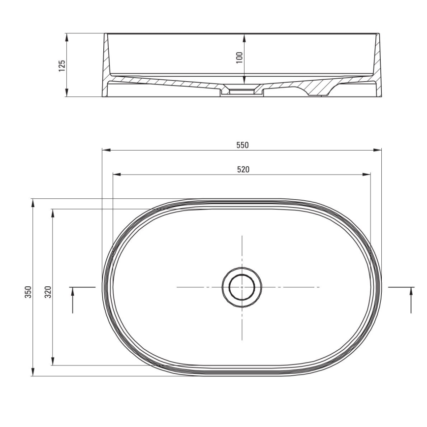 Deante CQS_NU6S - Lavatório de bancada SILIA 35x55 cm granito/preto