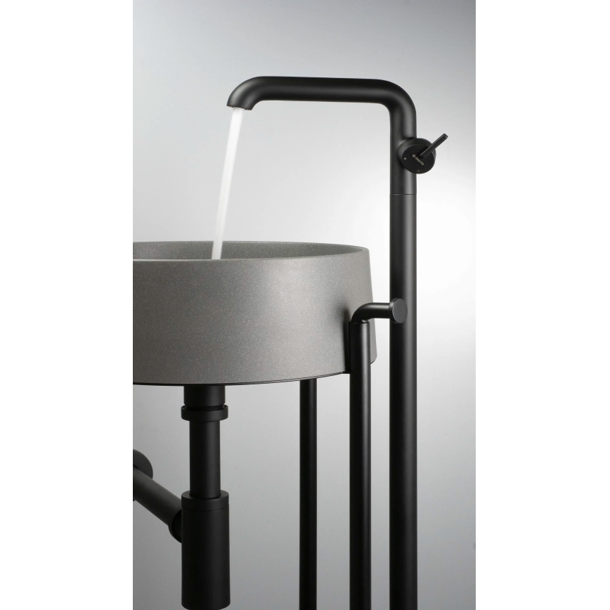 Deante CQS_SU4S - Lavatório de bancada SILIA Ø 36 cm granito/cinzento metálico