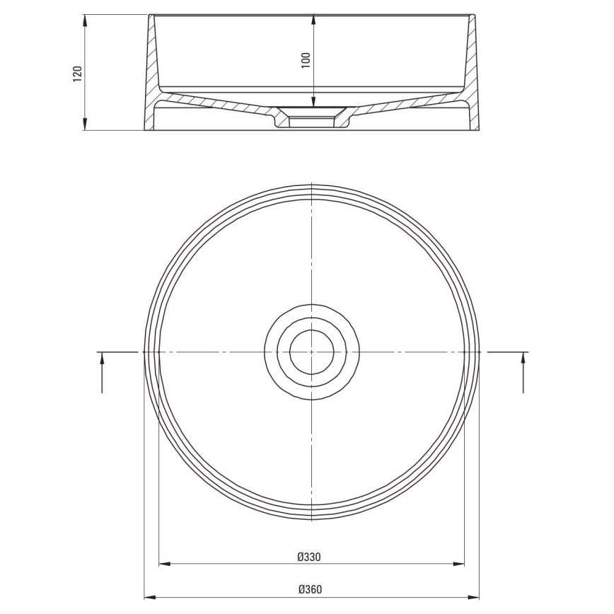 Deante CQS_SU4S - Lavatório de bancada SILIA Ø 36 cm granito/cinzento metálico