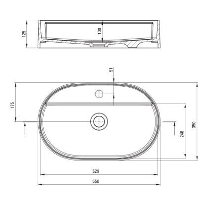 Deante CQS_SU6B - Lavatório de bancada com furo para torneira SILIA 35x55cm granito/cinzento metálico