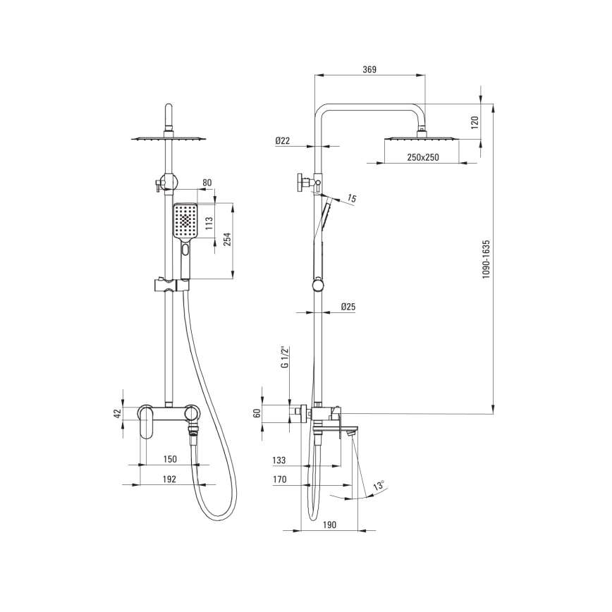 Deante NAC_N1AM - Conjunto de duche com misturador ALPINIA preto