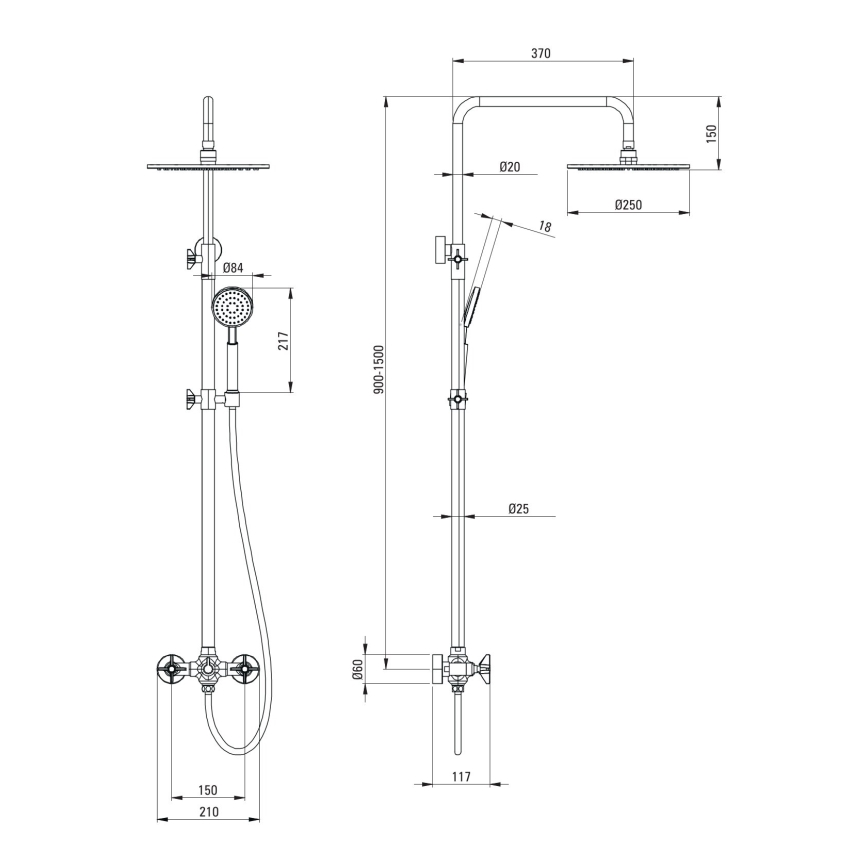 Deante NAC_N4QT - Conjunto de duche com misturador TEMISTO preto