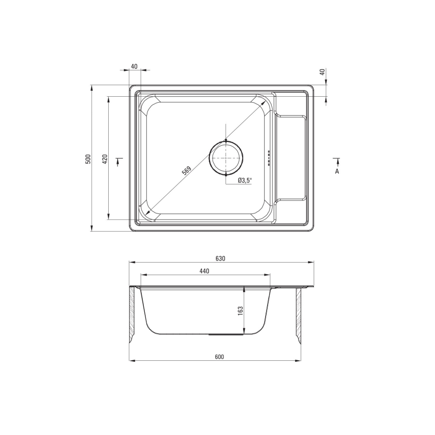 Deante ZEO_011B - Lava-loiça de cozinha SOUL 50x63 cm cetim