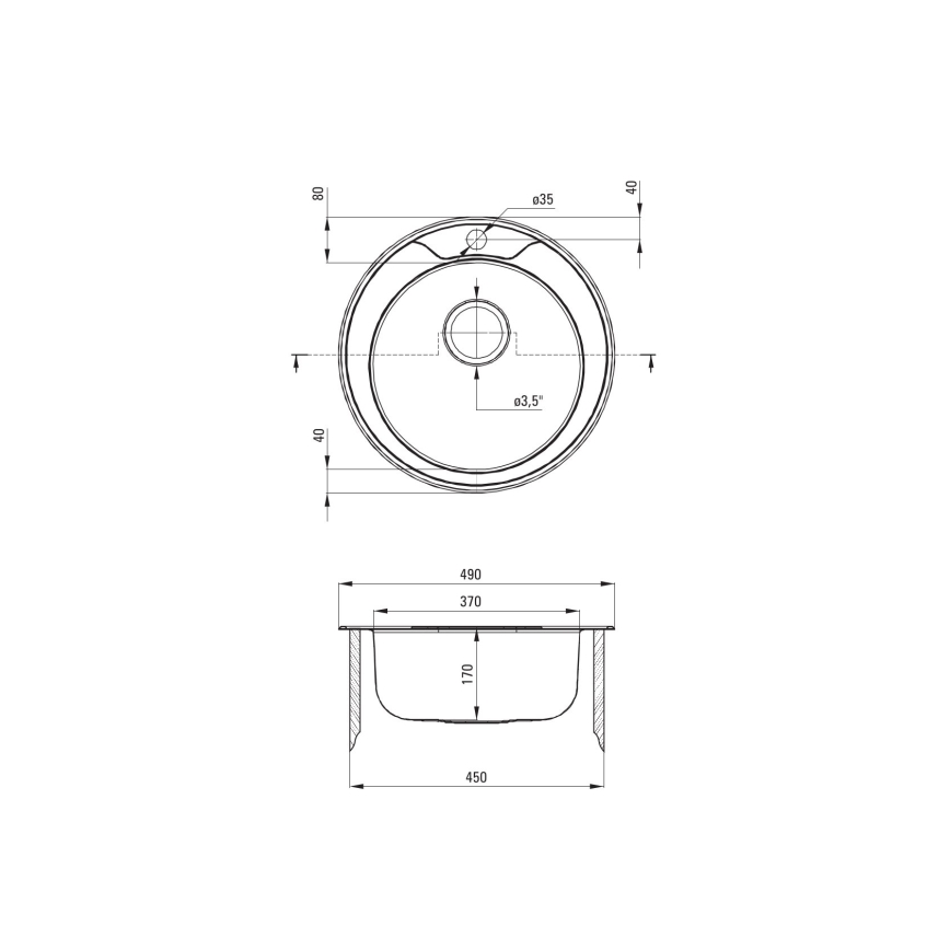 Deante ZHC_0813 - Lava-loiça de cozinha TWIST diâmetro 49 cm cetim