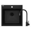 Deante ZQJNN103 - Lava-loiça de cozinha EVORA 50x50 cm + torneira de lava-loiça com braço flexível granito/preto