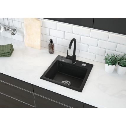 Deante ZQZ_T103 - Cuba de cozinha ZORBA 44x44 cm granito/antracite