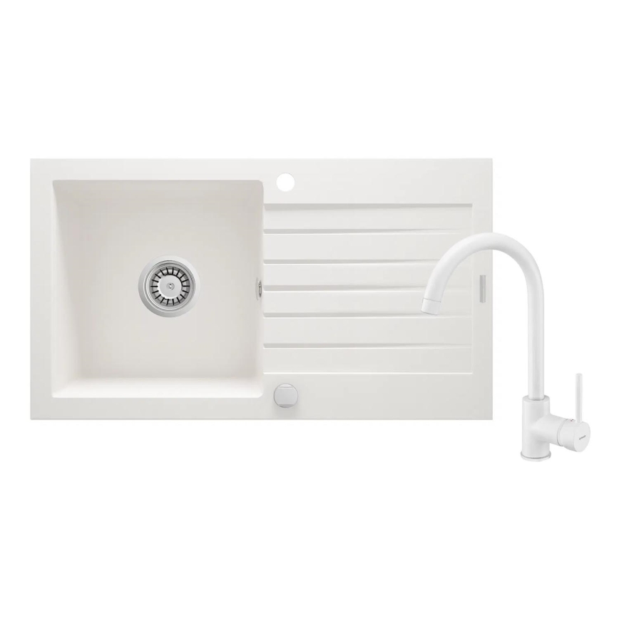 Deante ZQZVA113 - Pia de cozinha ZORBA 76x44 cm + torneira de cozinha granítico/alabastro