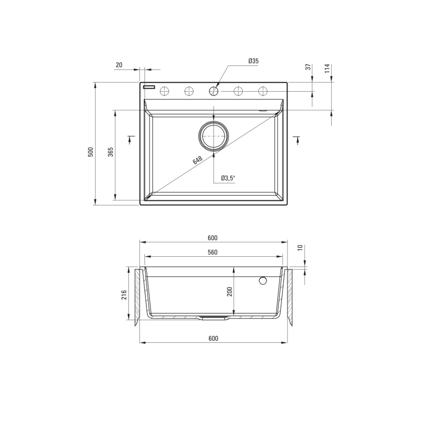 Deante ZRC_S10A - Cuba de cozinha CORIO 50x60 cm granito/cinzento metálico