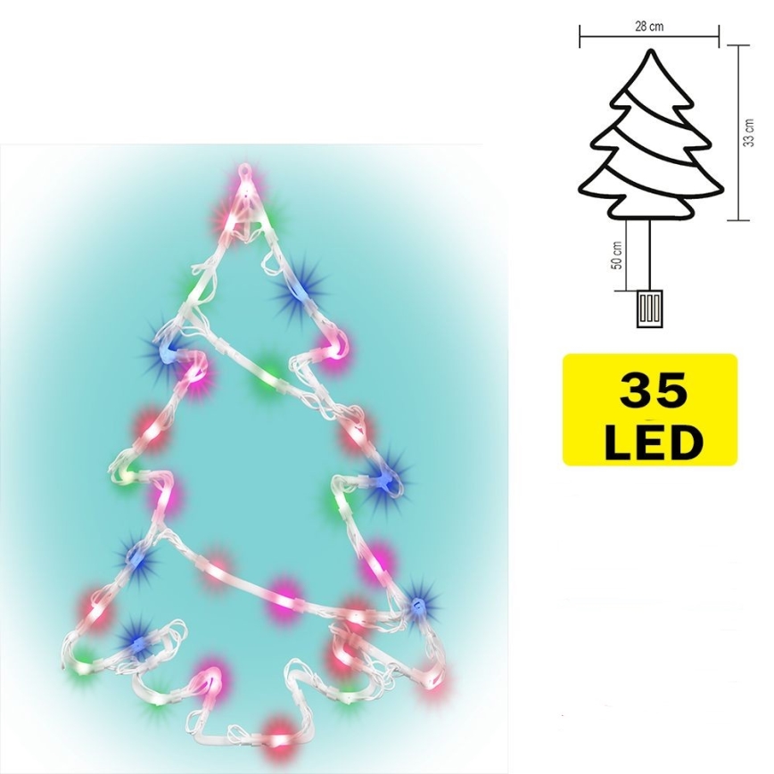 Decoração de janela LED 35xLED/3xAA multicolor