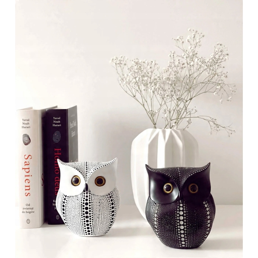 Decoração de mesa 15 cm branca/preta