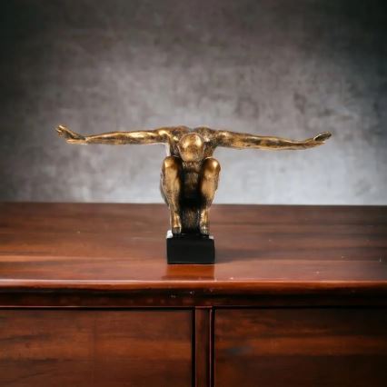 Decoração de mesa 25x41x20 cm resina/pátina dourada