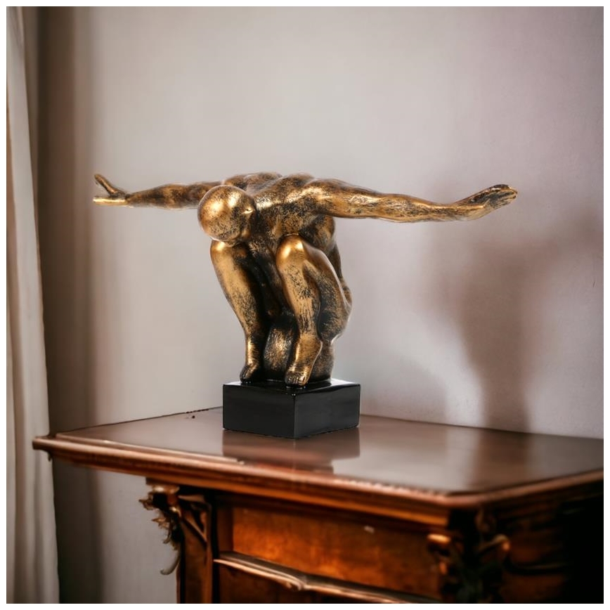 Decoração de mesa 25x41x20 cm resina/pátina dourada