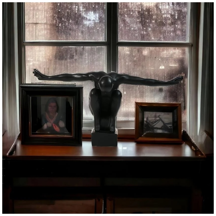 Decoração de mesa 25x41x20 cm resina/preto