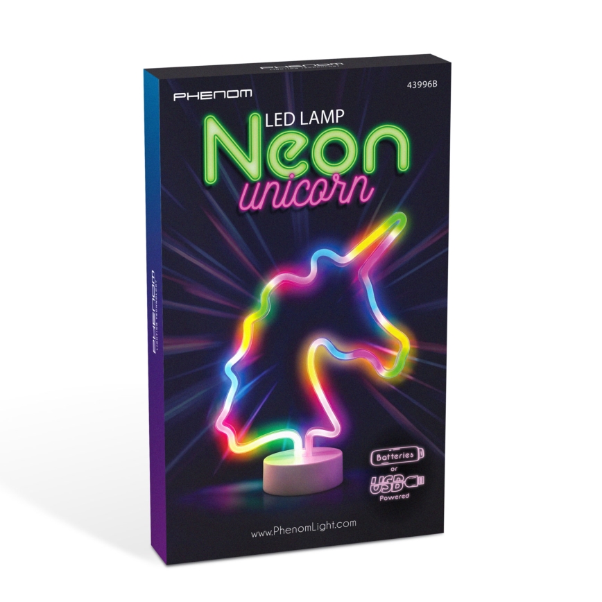 Decoração de mesa em néon Unicórnio LED/2W/3xAA USB