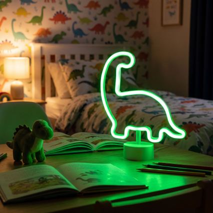 Decoração de mesa LED néon/2W/3x pilhas AA/USB/dinossauro