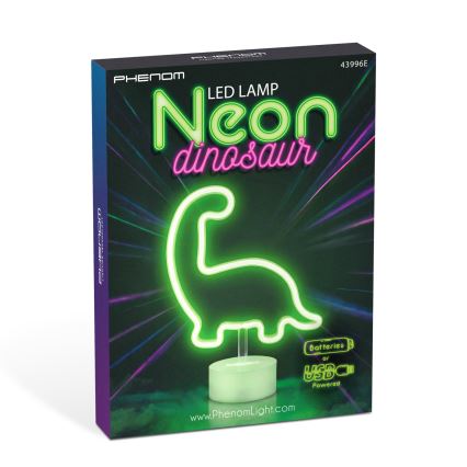 Decoração de mesa LED néon/2W/3x pilhas AA/USB/dinossauro