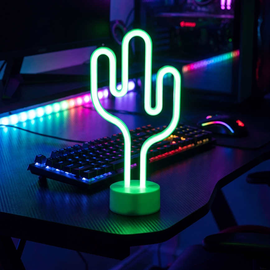 Decoração de mesa LED neon Cacto — 2W, 3xAA/USB