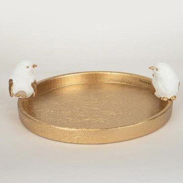 Decoração de mesa prato com pássaros 9,5x28x30,9 cm