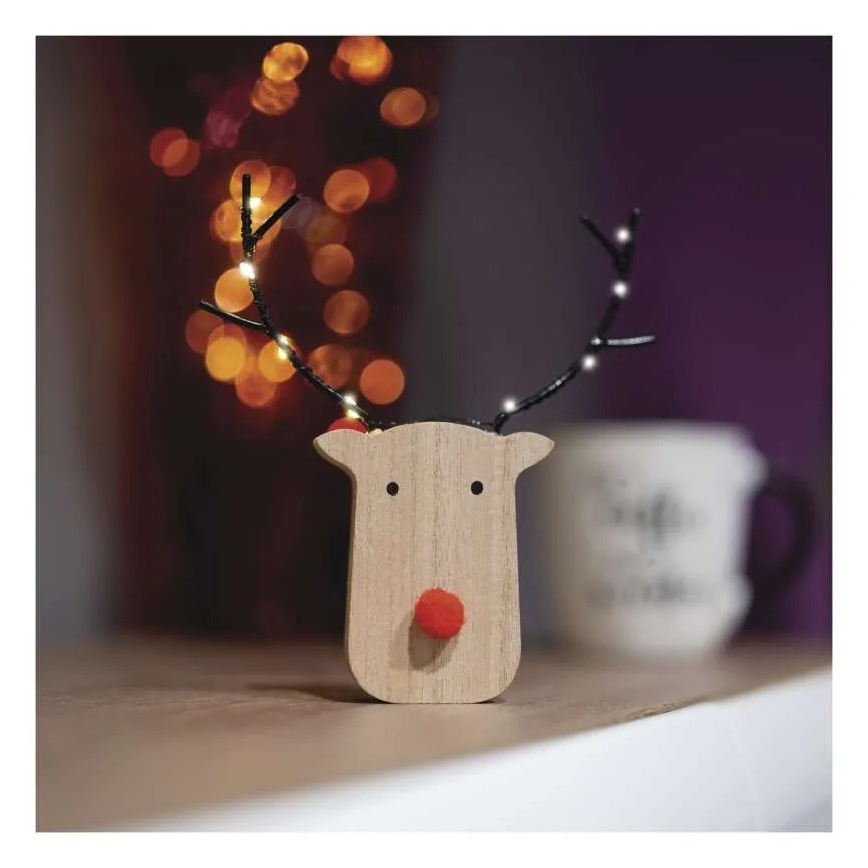 Decoração de Natal em LED 8xLED/2xAAA Rena