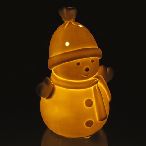 Decoração de Natal em porcelana LED LED/3xLR44 boneco de neve