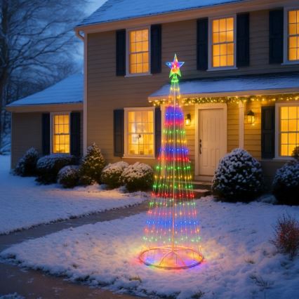 Árvore de Natal LED RGBW dimerizável para exterior, LED/4W/230V, 180 cm, IP44 + comando à distância