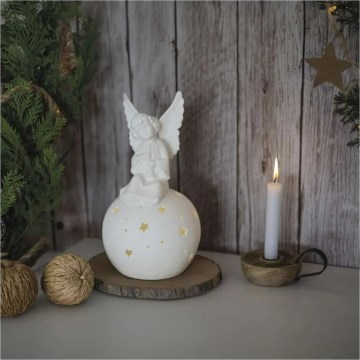 Decoração de Natal LED/0,4W/2xAA anjo cerâmico