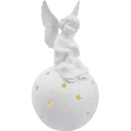 Decoração de Natal LED/0,4W/2xAA anjo cerâmico