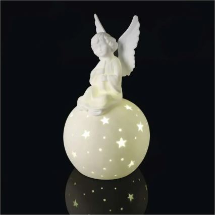 Decoração de Natal LED/0,4W/2xAA anjo cerâmico