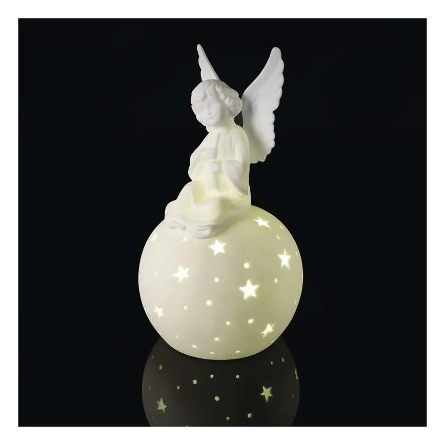 Decoração de Natal LED/0,4W/2xAA anjo cerâmico