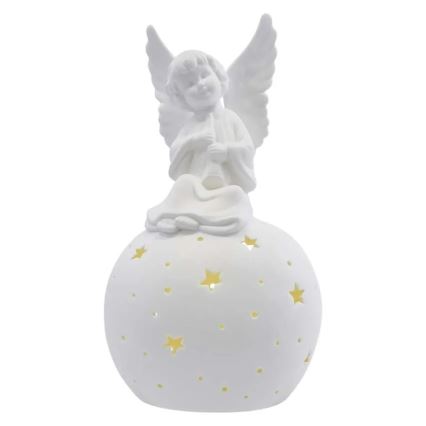 Decoração de Natal LED/0,4W/2xAA anjo cerâmico