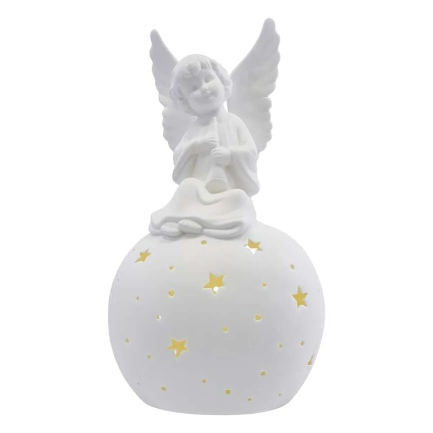 Decoração de Natal LED/0,4W/2xAA anjo cerâmico