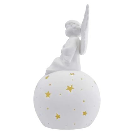 Decoração de Natal LED/0,4W/2xAA anjo cerâmico