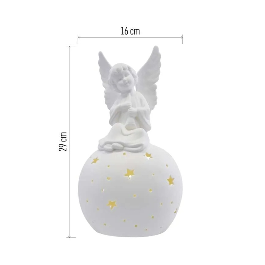 Decoração de Natal LED/0,4W/2xAA anjo cerâmico