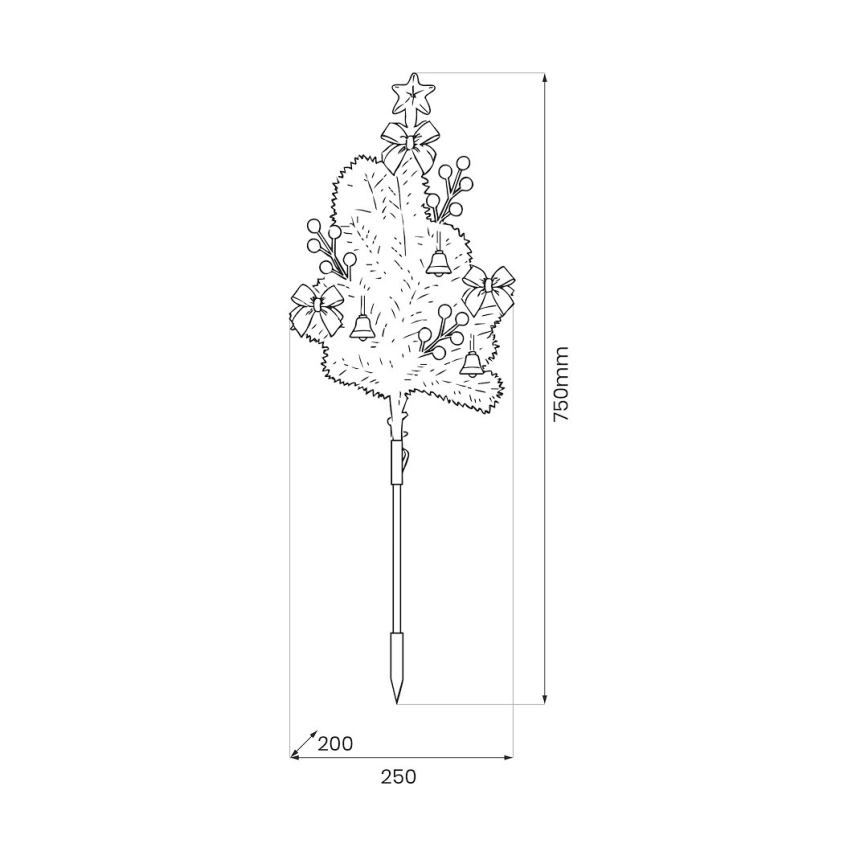 Decoração de Natal LED, 1 W, 230 V, 75 cm, IP44, verde