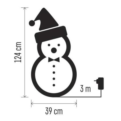 Decoração de Natal LED 120xLED/2,8W/230V 124 cm boneco de neve