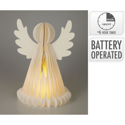 Decoração de Natal LED 12xLED/3xAA 38 cm branco quente anjo