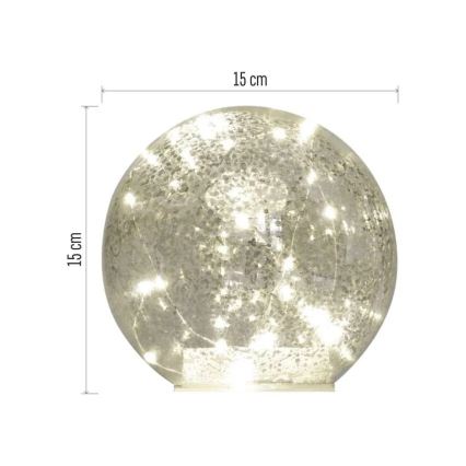 Decoração de Natal LED 20xLED/3xAA, esfera diâmetro 15 cm