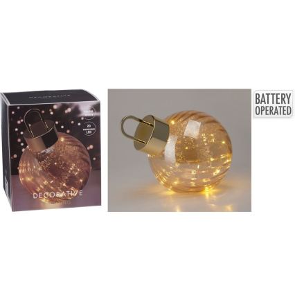 Decoração de Natal LED 20xLED/3xAAA, Ø 20 cm, branco quente, bola de Natal