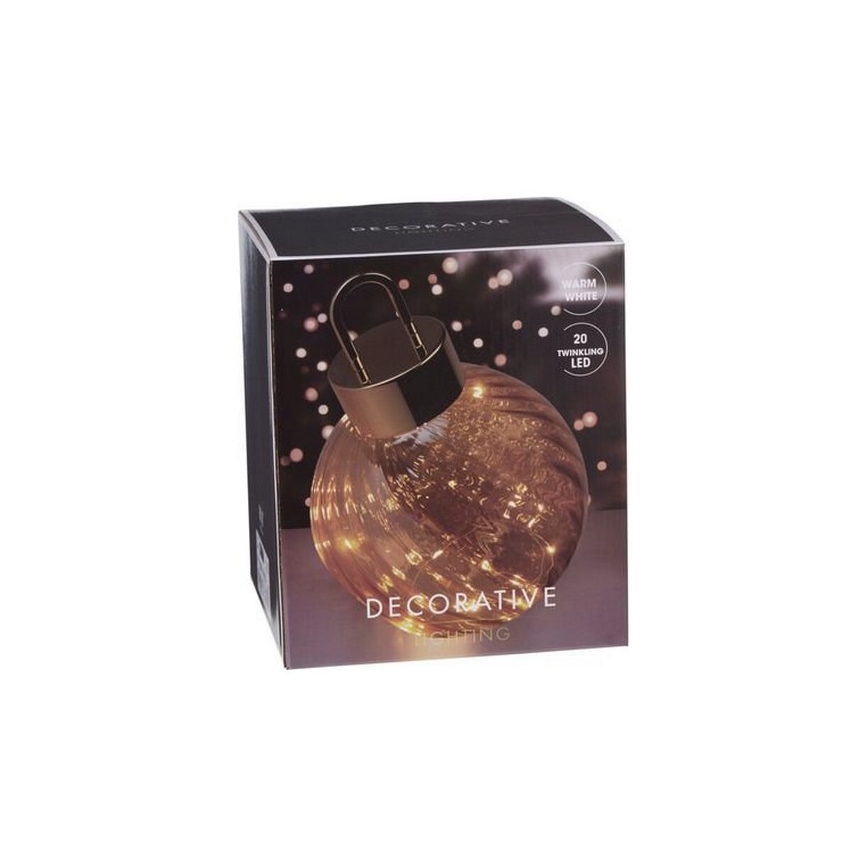 Decoração de Natal LED 20xLED/3xAAA, Ø 20 cm, branco quente, bola de Natal